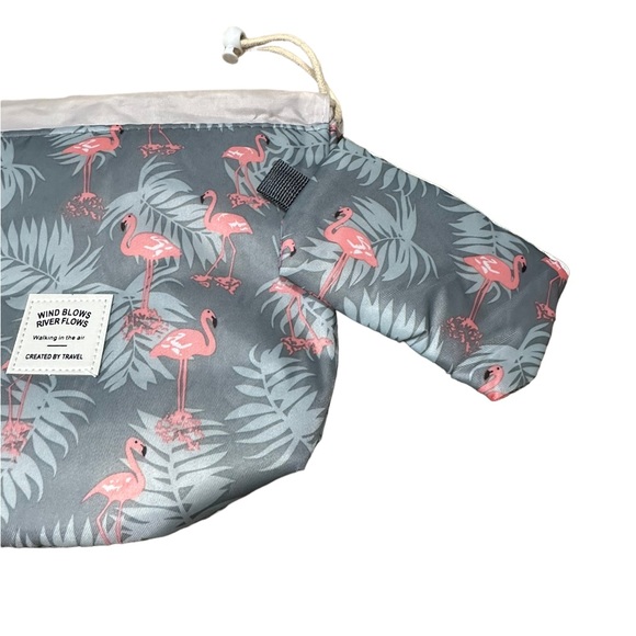 Pop Up Circular Gray and Pink Flamingo print Bag Set - Picture 4 of 8